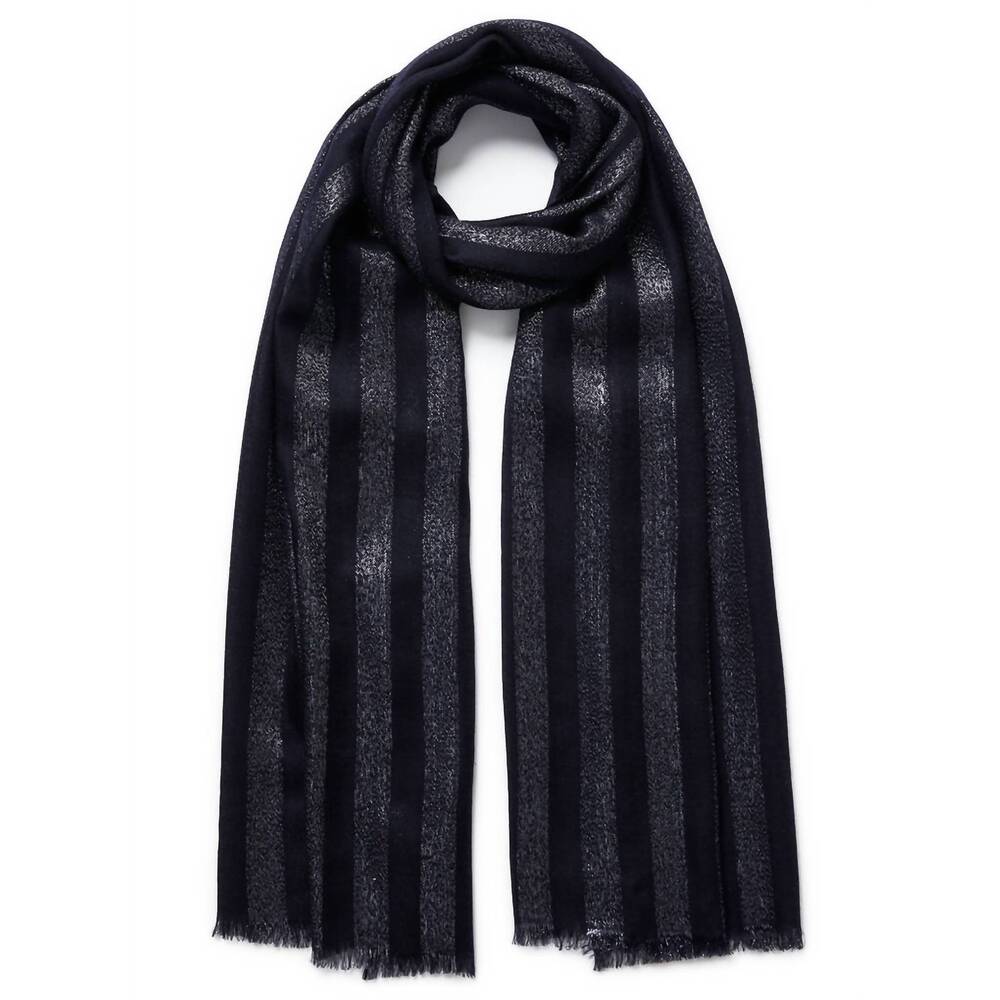 NEW JANE CARR women's skyline metallic cashmere scarf in navy